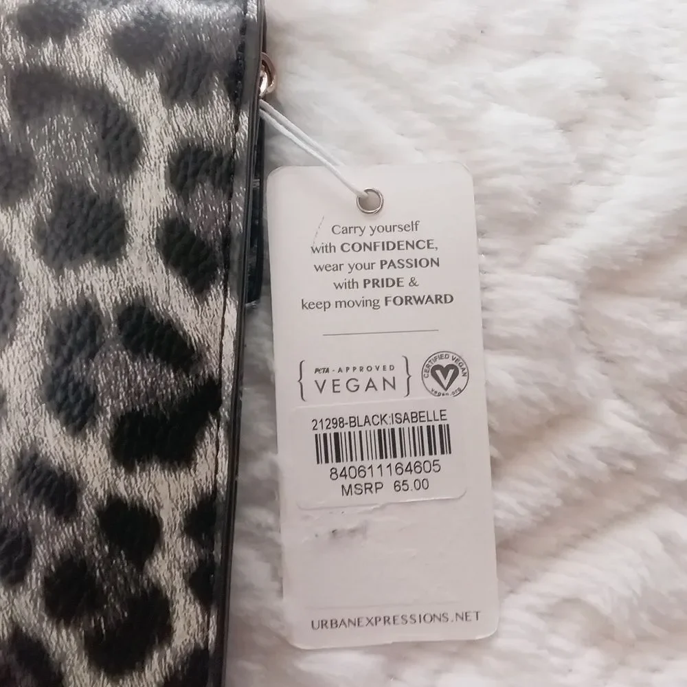Urban Expressions Crossbody Clutch Convertible Leopard Snake Print Chain New OOS